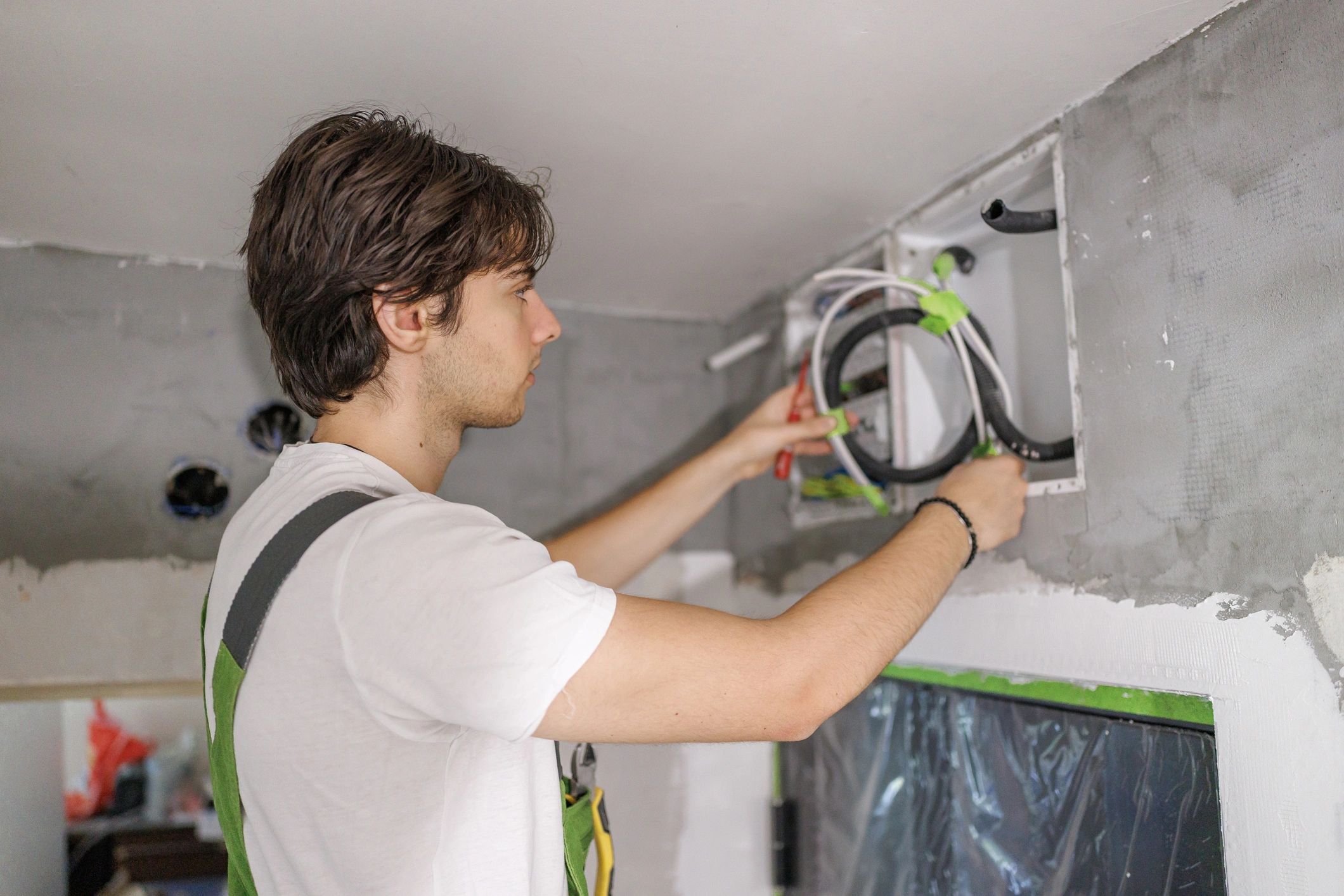 Technician performing professional HVAC maintenance
